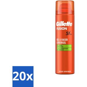 20 x Gillette Scheergel Fusion 5 Sensitive 200 ml - Scheergel - Gevoelige Huid - Scheren Comfort - Amandelolie - Ultra Comfort Complex