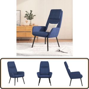 vidaXL Relaxstoel - Blauw - Comfortabele Stof - 70x77x98 cm Relaxfauteuil - Fauteuils - Lounge Chair - Blauwe Fauteuil - Velours Fauteuil