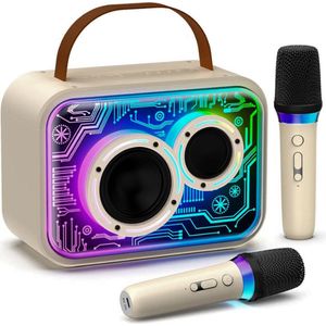 Karaokemachine Met 2 Microfoons - LED Lampen, Magisch Geluid, Draagbare Draadloze Bluetooth Luidspreker Voor Kinderen En Volwassenen, Geschikt Voor Thuisfeesten, Buiten, Geschenken En Decoraties