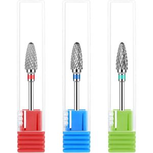 Set of 3 Nail Drill Bits - Professionele Cuticle Remover - Elektrische Tungsten Nail File Bit - Nail Art Shape Removal Tool - Vervangaccessoires voor Manicure Pedicure Thuis Salon