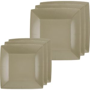 Santex Feest/verjaardag bordjes set - 20x stuks - taupe - 18 cm en 23 cm