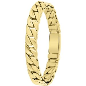 Lucardi Heren Goldplated armband gourmet - Staal - Armband - Cadeau - Vaderdag - 19 cm - Goudkleurig