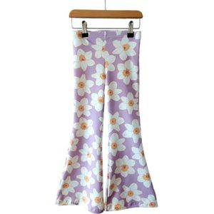Flared broek lila flower mt.86