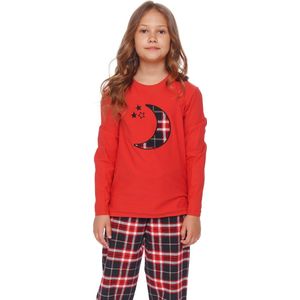 Doctor Nap - PDU.4507 - Pyjama - Rood - Flanel & Katoen - Lange Mouw Lange Broek