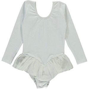 Danceries - Balletpakje -  Sarasson - LS - enkel rokje - Wit - Katoen - Maat 110-116