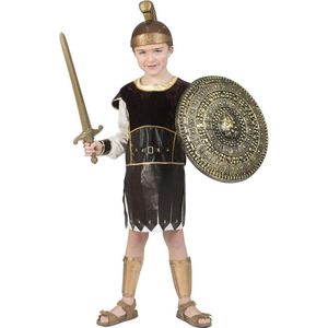 Funny Fashion - Strijder (Oudheid) Kostuum - Romeinse Krijger Scipio Maximus - Jongen - Bruin, Wit / Beige - Maat 116 - Carnavalskleding - Verkleedkleding