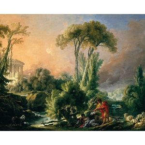 Boucher - Rivier landschap met een antieke tempel  (1000 stukjes, kunst puzzel)