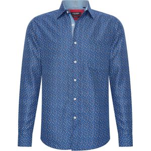 Heren overhemd met borstzak - Lange Mouwen - Comfort Fit - Longsleeve Shirt - Strijkvrij - Maat M - Navy