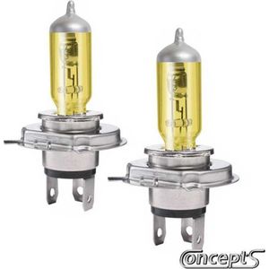 Michiba Autolamp H4 GEEL 12 Volt 55-60 Watt 2300K Lemon Yellow. Set a 2 Stuks