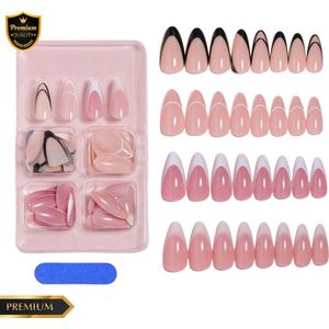 GUAPÀ® Plaknagels | 96 stuks valse nagels | Press On Nails | Zelfklevende Plaknagels | Nepnagels | Kunstnagels | Compleet plaknagels starterspakket | Nagels Wraps | Nail Art | French Manicure Nagels | 96 stuks plaknagels Franse Nagels Diverse Kleur