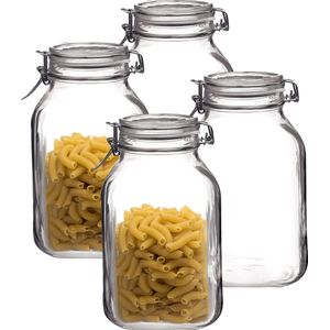 Bormioli Rocco Voorraad/weckpot - 4x - glas - transparant - 22 x 10 cm - 1,5 L