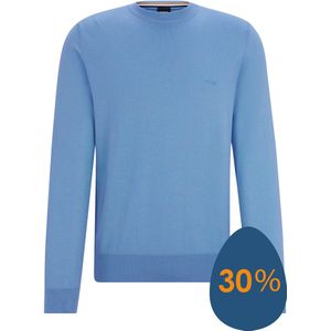 BOSS Pacas regular fit trui katoen - heren trui middeldik O-hals - kobalt blauw