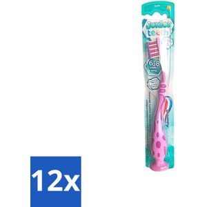 Aquafresh - Junior Teeth Tandenborstel - 6-8 Jaar - Cool Ontwerp - 1 Stuk - Voordeelverpakking - 12 stuks
