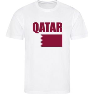 WK - Qatar - قطر - T-shirt Wit - Voetbalshirt - Maat: 146/152 (L) - 11-12 jaar - Landen shirts