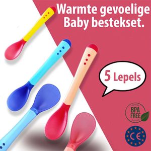 Warmte gevoelige babylepels - Set van 5 - Babybestek - Warmte indicatie