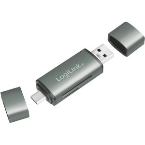 USB 3.2 kaartlezer voor SD- en microSD-kaarten - Aluminium behuizing - Tot 2 TB - USB-A en USB-C aansluiting