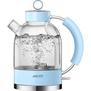 ASCOT - Waterkoker Glas - 1.5 L - Retro - Blauw