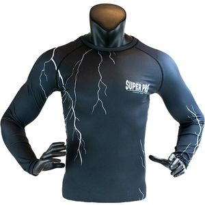 Super Pro Combat Gear Compression Shirt Long Sleeve Thunder Zwart/Grijs Extra Large