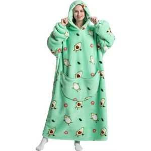 Hoodie Deken Met Mouwen - Onesie - Fleece Blanket - Dames - Heren - Kinderen - Plaid - Knuffeldeken - Extra Zacht - Avocado