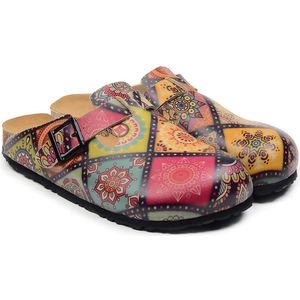 Goby - Boho Dreams Dames Clogs - Handgemaakt - Kleurrijk Patroon - Maat 35