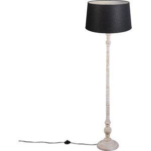 QAZQA Classico - Klassieke Vloerlamp | Staande Lamp met kap - 1 lichts - H 1550 mm - Grijs - Woonkamer | Slaapkamer | Keuken