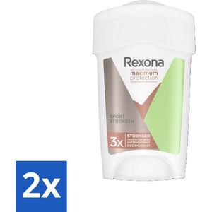 Rexona Women - Deodorant Cream Stick - Maximum Protection Sport Strength - Extra Sterk - 45 ml - Voordeelverpakking - 2 stuks