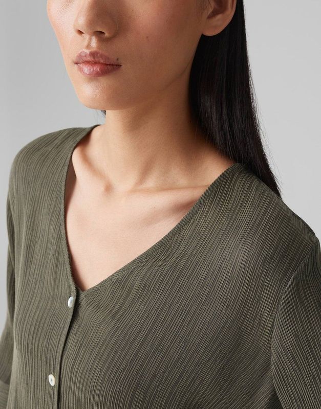 Opus - Blouse - Olijfgroen - 3/4 Mouwen