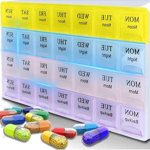 7 dagen tablettenbox ochtend middag avond - pillendoos 4 vakken - draagbaar - tablettendoos - sorteerder - medicijndoos - dagmedicijndoos