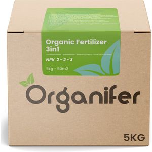 Koemestkorrels 3in1 (5Kg voor 50m2)  Allround organische meststof -  Direct opneembare voeding - Langdurige werking > 120 dagen - Geurloos - Verbeterd bodem - Lavameel toevoeging - Versterkt gras en planten - Organifer