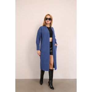 Damesvest - Blauw - Lange Vest met Zakken