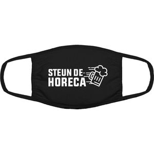 Steun de horeca mondkapje | cafe | kroeg | bar | gezichtsmasker | bescherming | bedrukt | logo | Zwart mondmasker van katoen, uitwasbaar & herbruikbaar. Geschikt voor OV