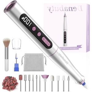 Wireless Electric Nail Drill Files for Acrylic Gel Nails - 35000rpm, 5 Speeds - 12-in-1 Manicure Pedicure Set DN-2402