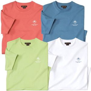 ATLAS FOR MEN - Set van 4 effen T-shirts van katoen Palm - Heren - Verkrijgbaar in grote maten - L