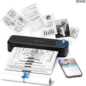 RFWR® Draagbare A4 Thermische Printer voor Kantoor en Thuis - Mobiele Printer voor Onderweg, Compatibel met Android en iOS
