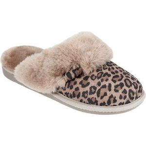 LuLu- Leren dames pantoffels / sloffen gevoerd met schapenvacht. Maat 41 - Panterprint