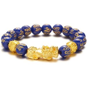 Edmondo - Feng Shui armband - 21 cm - Blauw / Blue - Origineel Feng Shui Rijkdom armband - Feng Shui Pixiu Wealth Bracelet - Attracts Wealth - Geluksbrenger armband