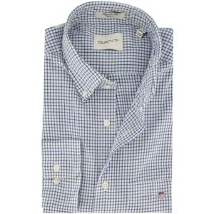 Gant - Overhemd - Blauw - Geruit - Lange Mouwen