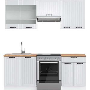 Vicco Fame-Line Complete keukeneenheid – 200 cm , WB Eik Wit landhuis/wit , WB Eik
