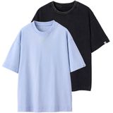 Set van 2 effen t-shirts met een gewassen effect JONEN hemelsblauw