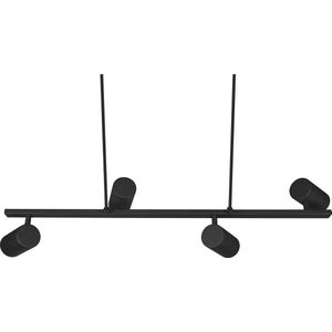 LED Hanglamp - Torna Milona - GU10 Fitting - 4-lichts - Rond - Mat Zwart - Aluminium