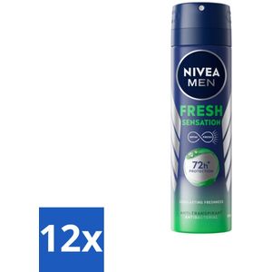 12 x NIVEA MEN - Deodorant Spray - Fresh Sensation - 150 ml -