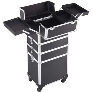 Make-up kapper cosmetica rolkoffer - Aluminium beauty trolley voor kappers en reizen