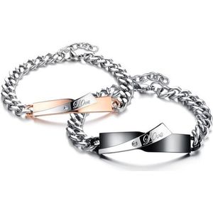Love Wave Armband Set voor Hem en Haar - Valentijn Cadeautje voor Stellen - Romantische Sieraden Set - Liefdes Cadeau
