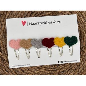 Haarspeldje Teddy setje 4 - pluizig - hartjes — 4 cm speldjes