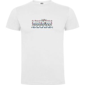 Wit T-Shirt met “Kerst Eenden - Zebrapad“ Print Full Color Maat S