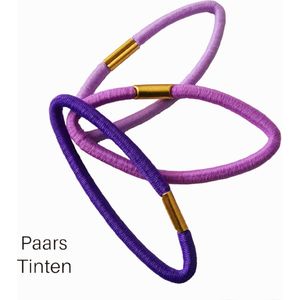 Haar basis haarelastieken op kaartjes - Paars tinten - 7cm - 5mm - 2x 12 stuks haar elastiekjes (totaal 24 stuks) - Volwassen Tieners Kinderen