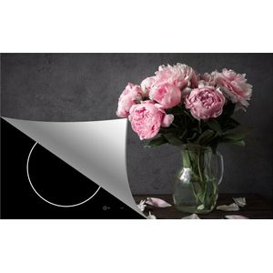 Inductie beschermer - Roze Pioenrozen - 78x52 cm - Kookplaat beschermer - Kookplaataccessoire - Bloemen en Planten - Keuken decoratie - Inductie protector - Werkbladbeschermer - Inductiebeschermer
