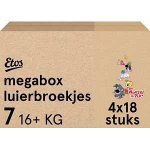 Etos Luierbroekjes - Woezel & Pip - Maat 7 - 16+ kg - Megabox - 72 stuks (4x18)