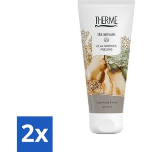 2 x Therme - Hammam - Klei Douche Peeling - Verfrissend - Verzorgend - 200ml - Douchepeeling - Hammam - Ghassoul Klei - Huidverzorging - Reiniging