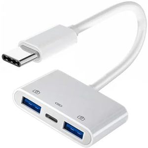 Type C USB-C naar Dual USB3.0 Adapter met PD Opladen voor Laptop en Tablet